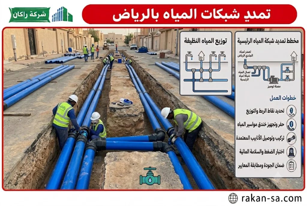 تمديد شبكات المياه بالرياض